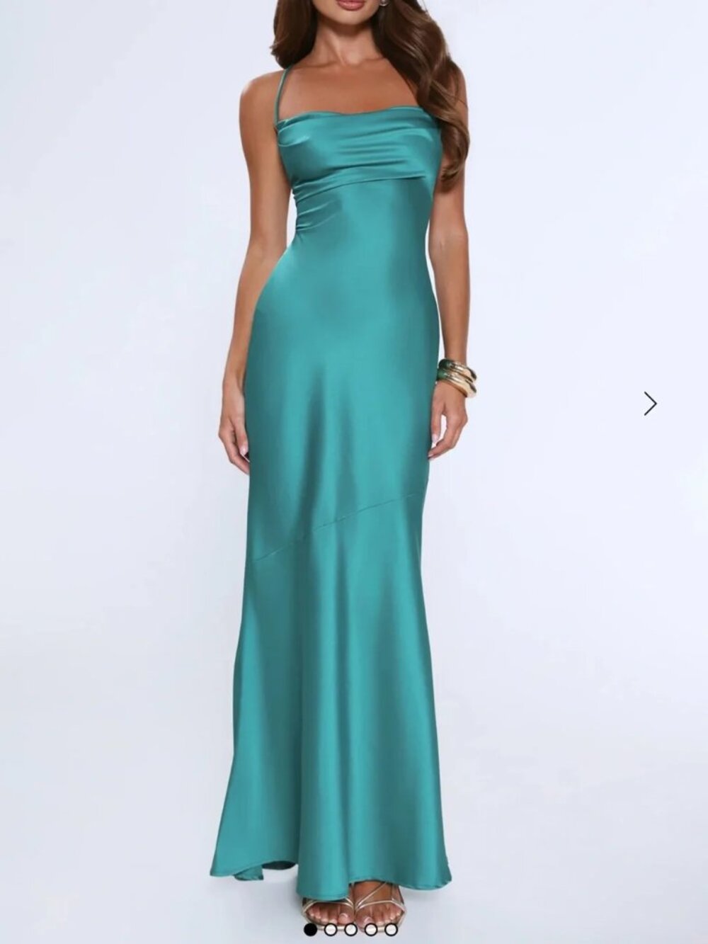 HELLO MOLLY EXCLUSIVE EVENING ENERGY SATIN MAXI DRESS GREEN